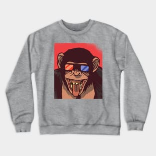 Retro Chimpanzee Wearing 3D Glasses // Vintage Monkey Illustration Crewneck Sweatshirt